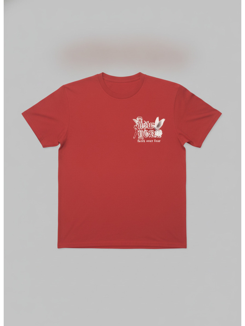 Popular Poison Men's T-Shirt New York Graphic Faith Over Fear Red Small